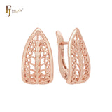 Leaves of filigree Rose Gold Russian Lock Earrings