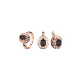 Conjunto de halo de oro rosa con anillos