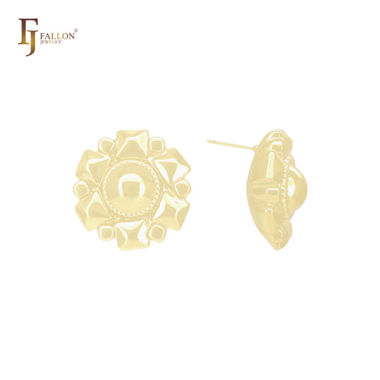 Ohrstecker in Pyramidenform mit sechseckigen Punkten aus 14 Karat Gold, Roségold und Weißgold