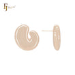 Irregular glossy u shaped rounded head 14K Gold, Rose Gold, White Gold Stud Earrings