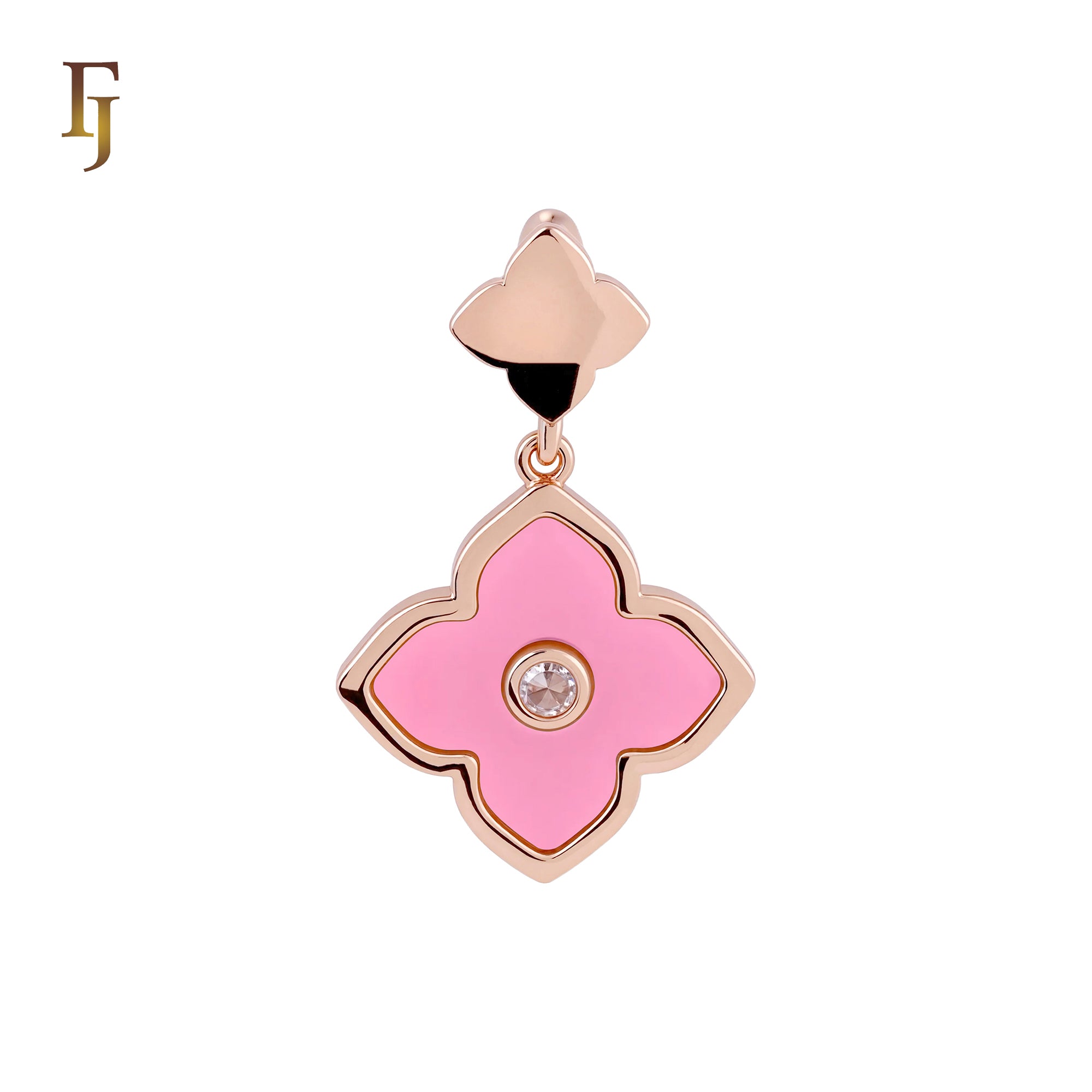 🔥 Colorful Onyx Clover Flower Princess Rose Gold, White Gold Pendant