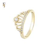 Cluster white CZs Crown 14K Gold Crown Rings