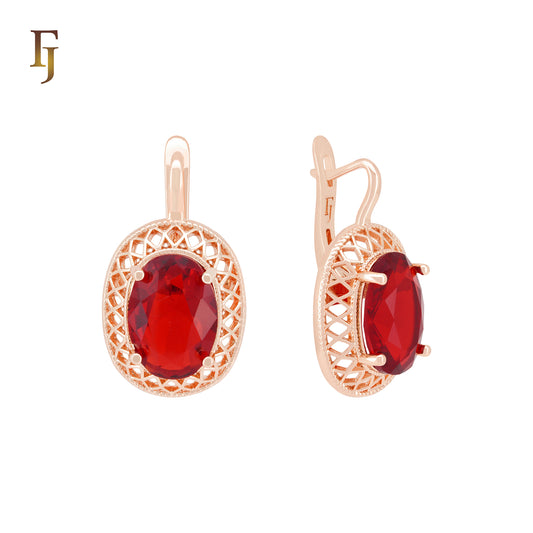 Mesh cover filigree Rose Gold Russian Lock Earrings