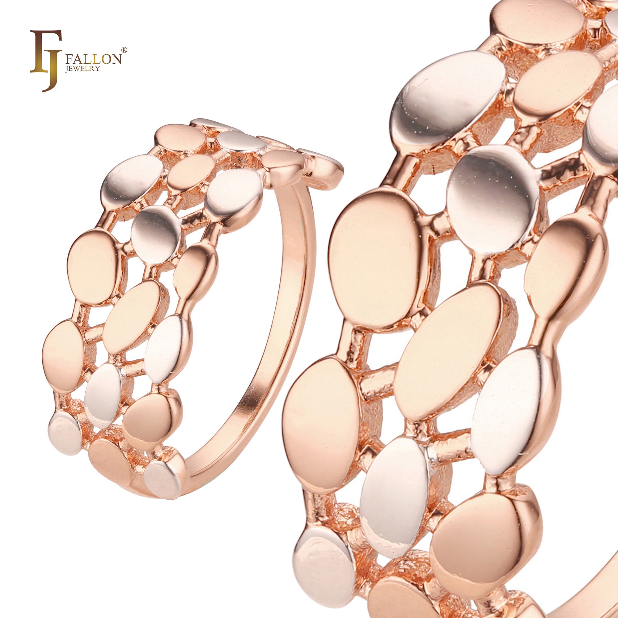 Anillos de moda de dos tonos de oro rosa
