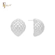 Curved pineapple textured 14K Gold, Rose Gold, White Gold Stud Earrings