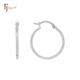 Textured Rope 14K Gold, Rose Gold, White Gold Hoop Earrings