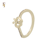 Gold Flower Ring for Women | CZ Accent Dainty Band | Delicate Floral Design Promise Ring | FJ Jewelry
