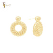Brincos de pino com contas de rosca de corda giratória em ouro 14K, ouro rosa e ouro branco