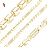 Elegant multi chevron Fancy Link 14K Gold Chain