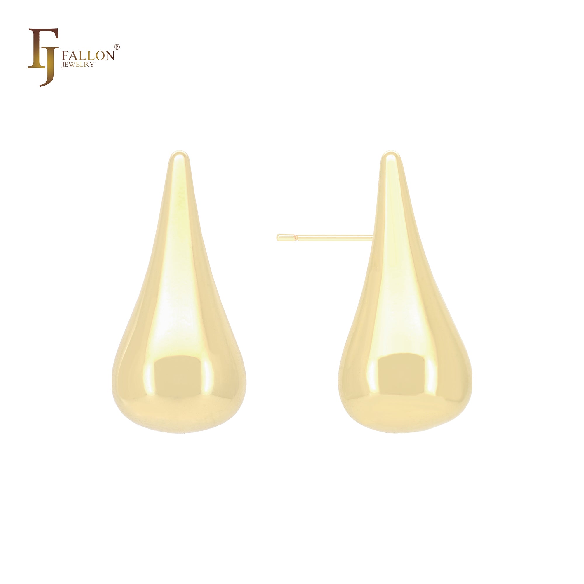 Pendientes de botón con forma de lágrima de péndulo en oro de 14 quilates, oro rosa y oro blanco.