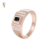 Onyx Black white CZs Rose Gold two tone Men's Rings