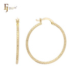 Textured Rope 14K Gold, Rose Gold, White Gold Hoop Earrings