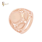 Anéis de moda em ouro rosa com filigrana de marquise
