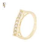 Cluster white CZs 14K Gold Wedding Set Rings