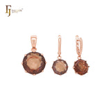Eight claws Big rounded Solitaire CZ Rose Gold Pendant