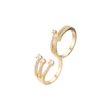 Anillos solitarios dobles pavimentados en Oro de 14K, colores baño de Oro Rosa