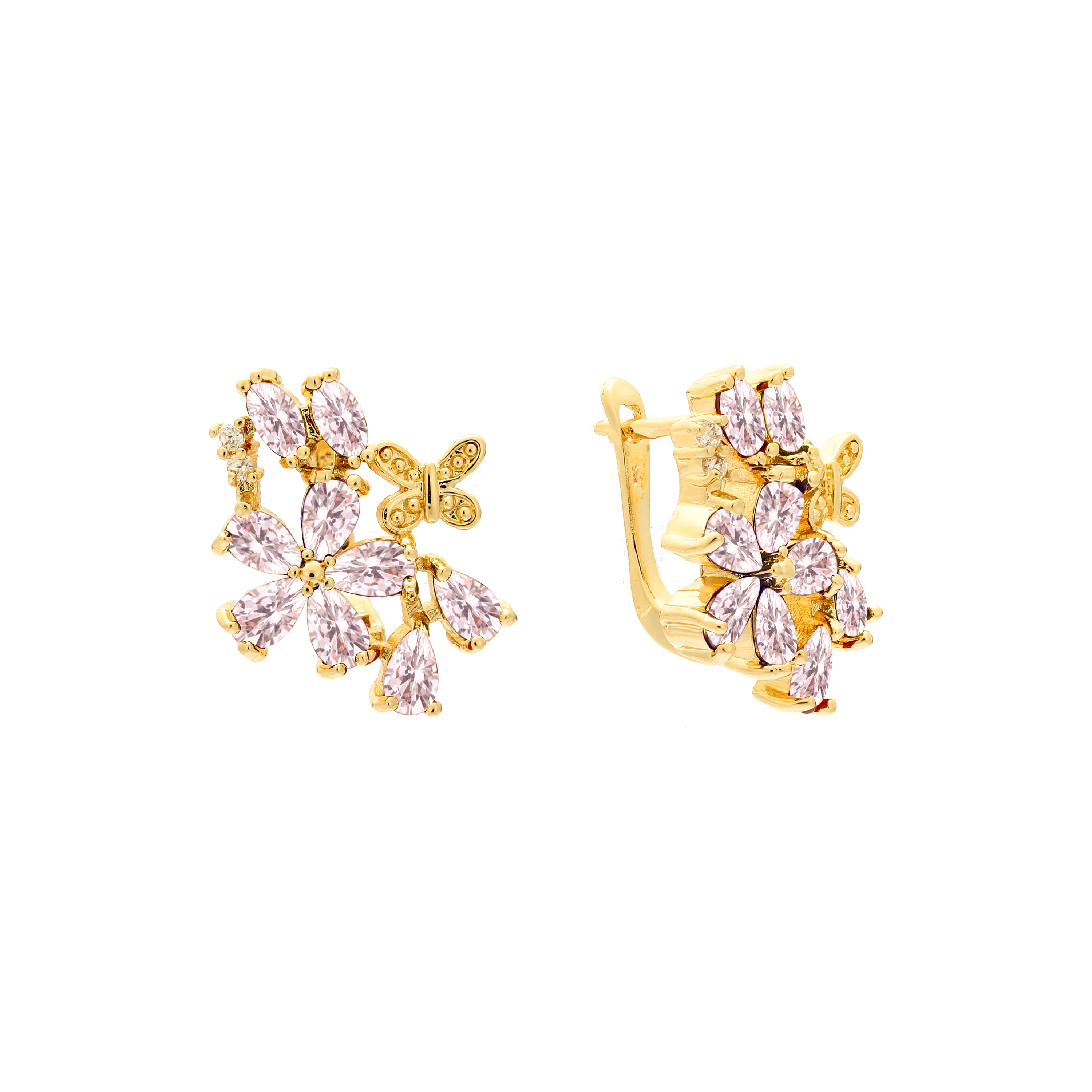 Flora Flowers Cluster CZs 14K Gold, Roségold Ohrringe