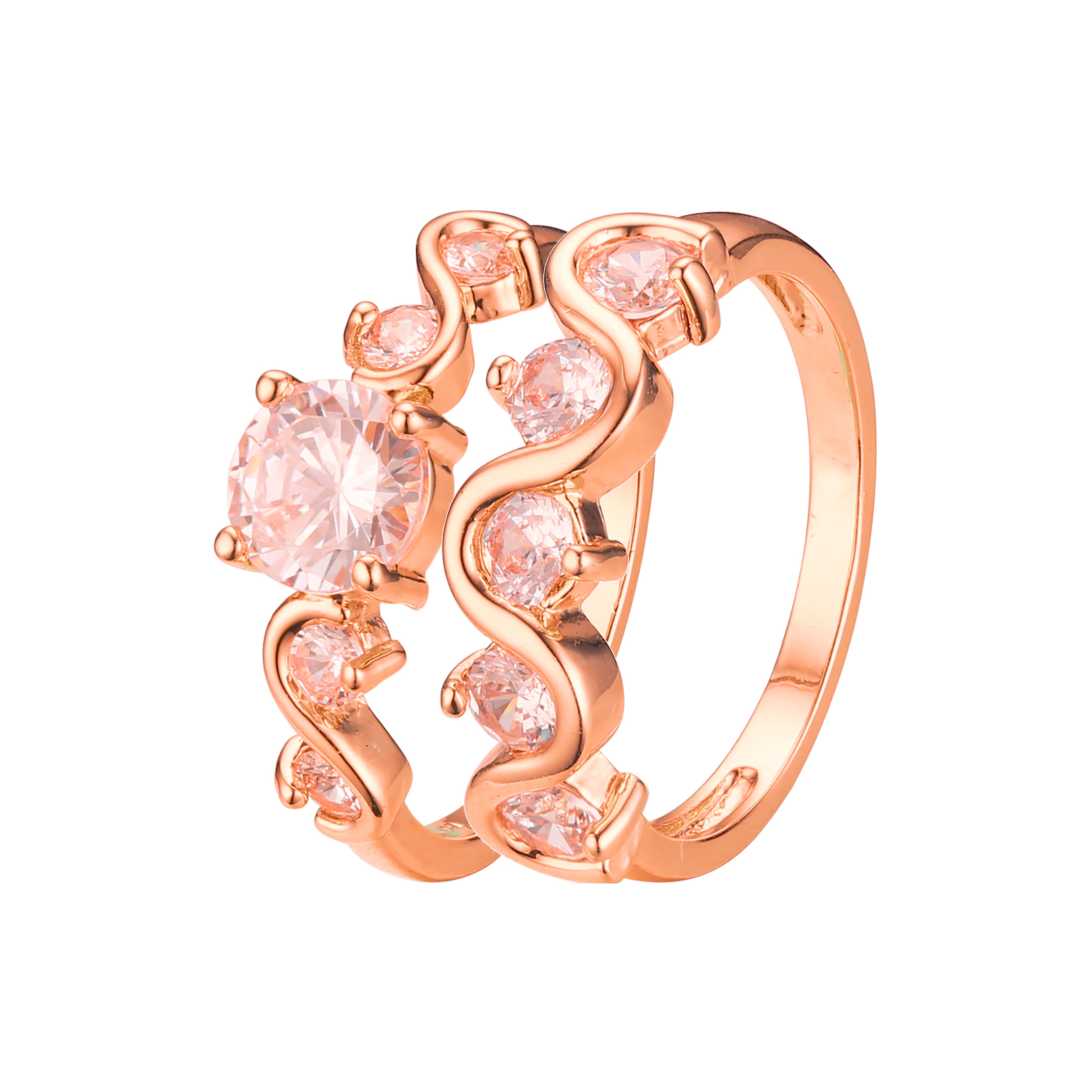 Anillos apilables de racimo en colores de baño de oro de 18 quilates, oro blanco, Oro 14K, oro rosa
