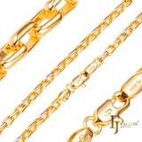ホワイトゴールド、18K ゴールド、14K ゴールド、ローズゴールド、ツートンメッキの長方形の丸いボックス リンク チェーン