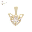 Solitário Double Swan branco CZ pingente de ouro 14K