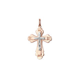 🔥 Eastern Orthodox Russian budded pendant in Rose Gold two tone, 14K Gold plating colors