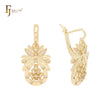 Pendientes de oro rosa y oro de 14 quilates con circonitas blancas en forma de flor de piña