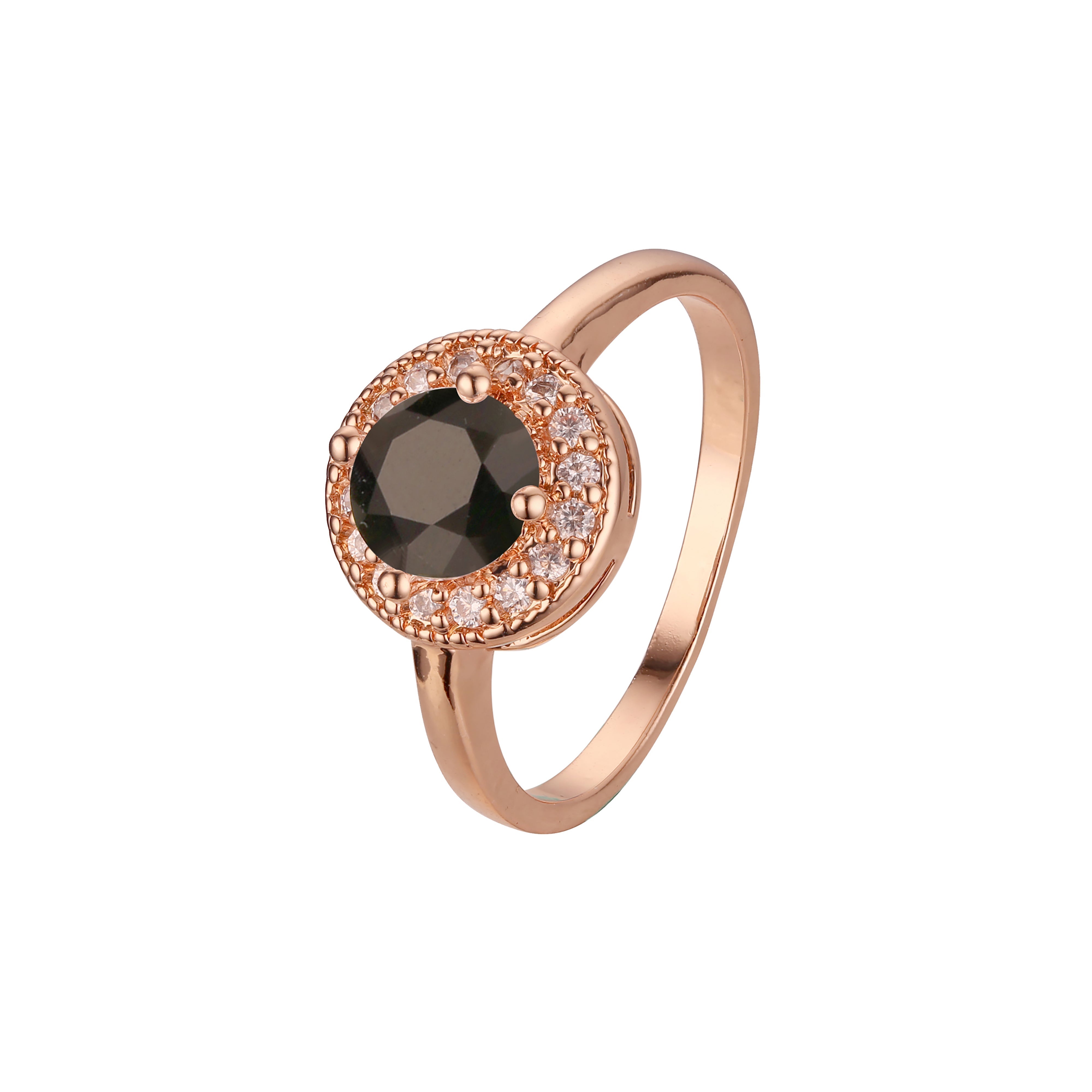 Anéis de halo em ouro branco com zircônia cúbica colorida chique