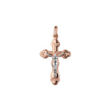 🔥 Eastern Orthodox Russian budded pendant in 14K Gold, Rose Gold two tone plating colors
