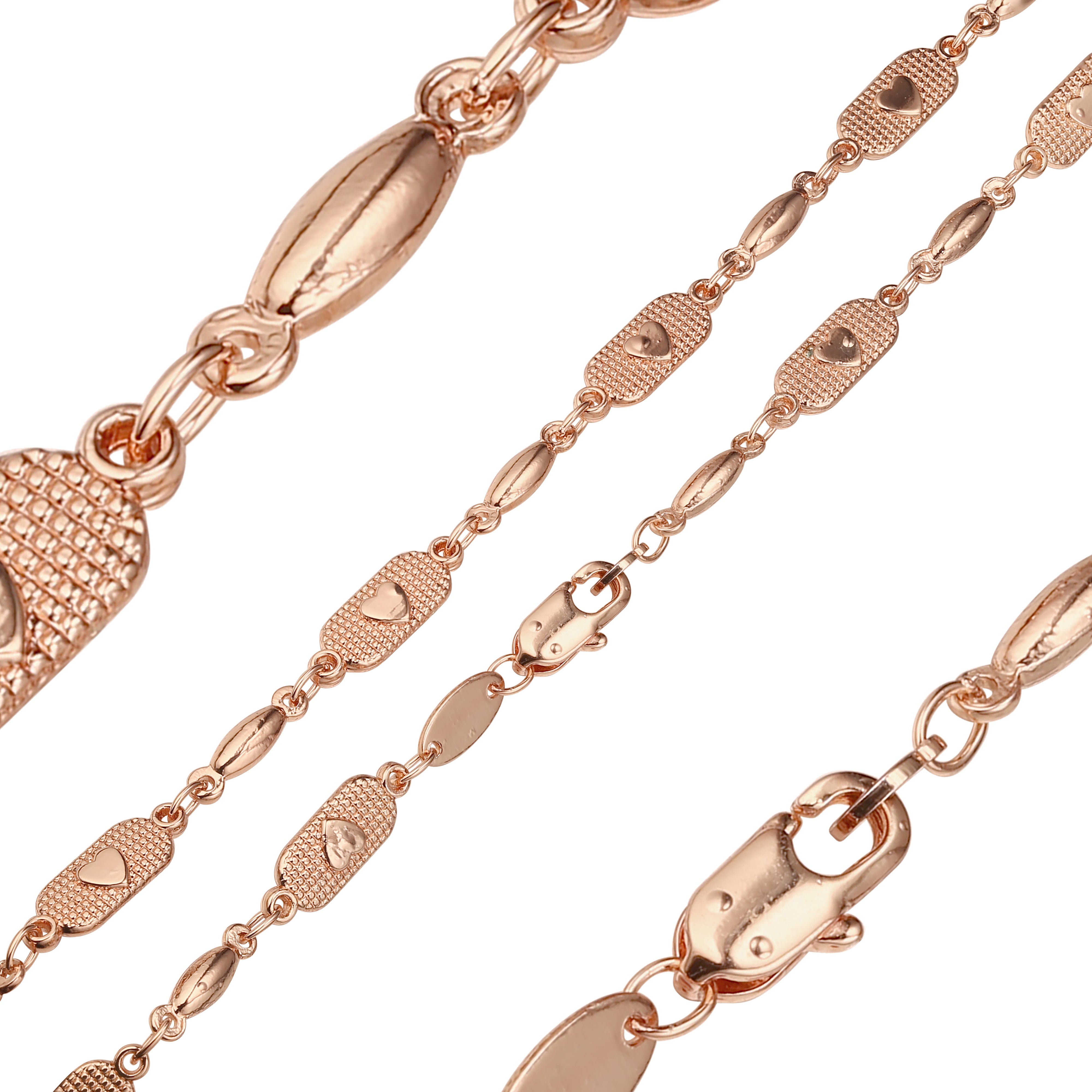 {Anpassen} Punkttexturierte Bonbonherz-Fancy-Gliederketten aus Roségold