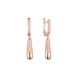 クラスター cz ドロップ 14K ゴールド、18K ゴールド、ローズゴールド イヤリング