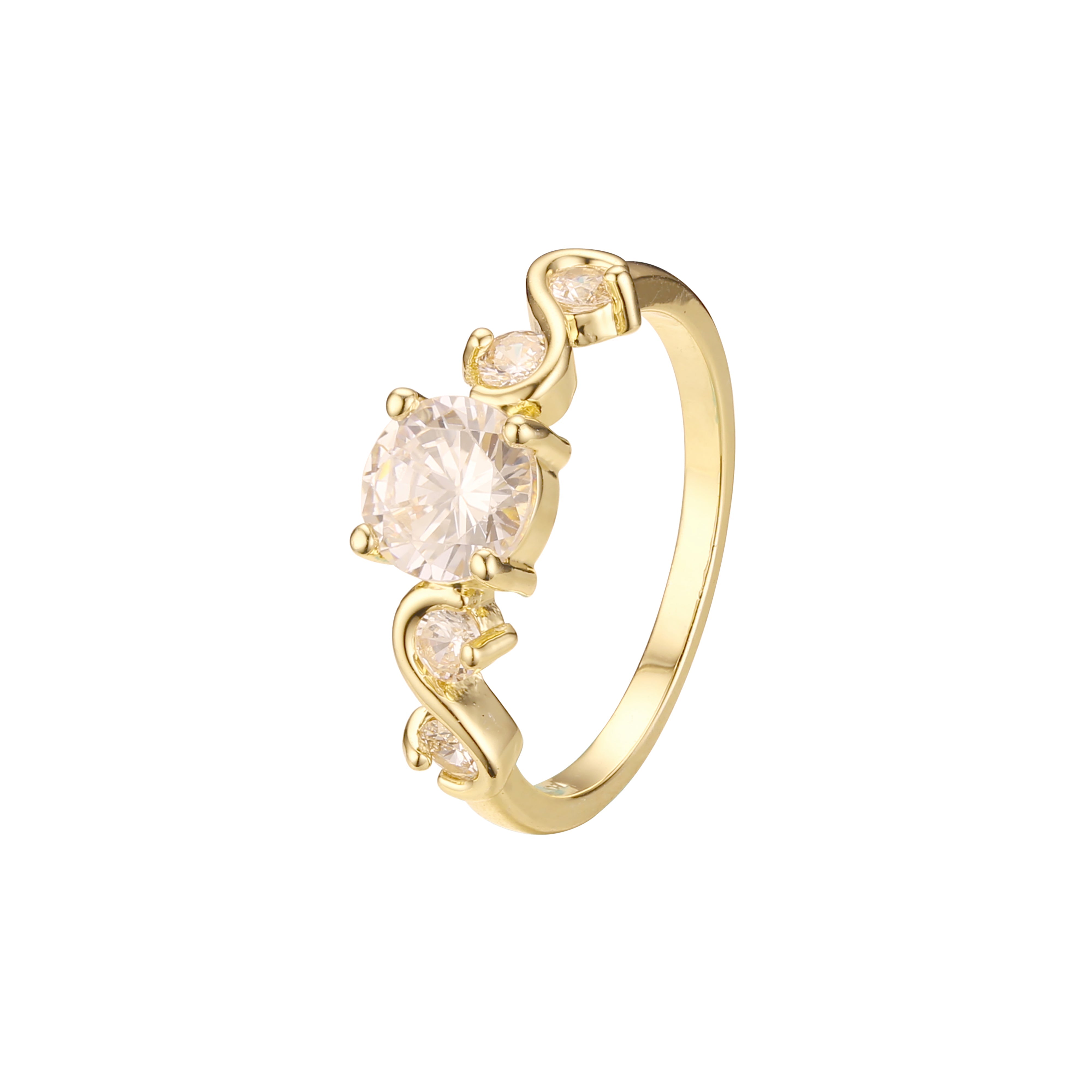 Anéis empilháveis em cluster em ouro 18K, ouro branco, ouro 14K, cores banhadas a ouro rosa