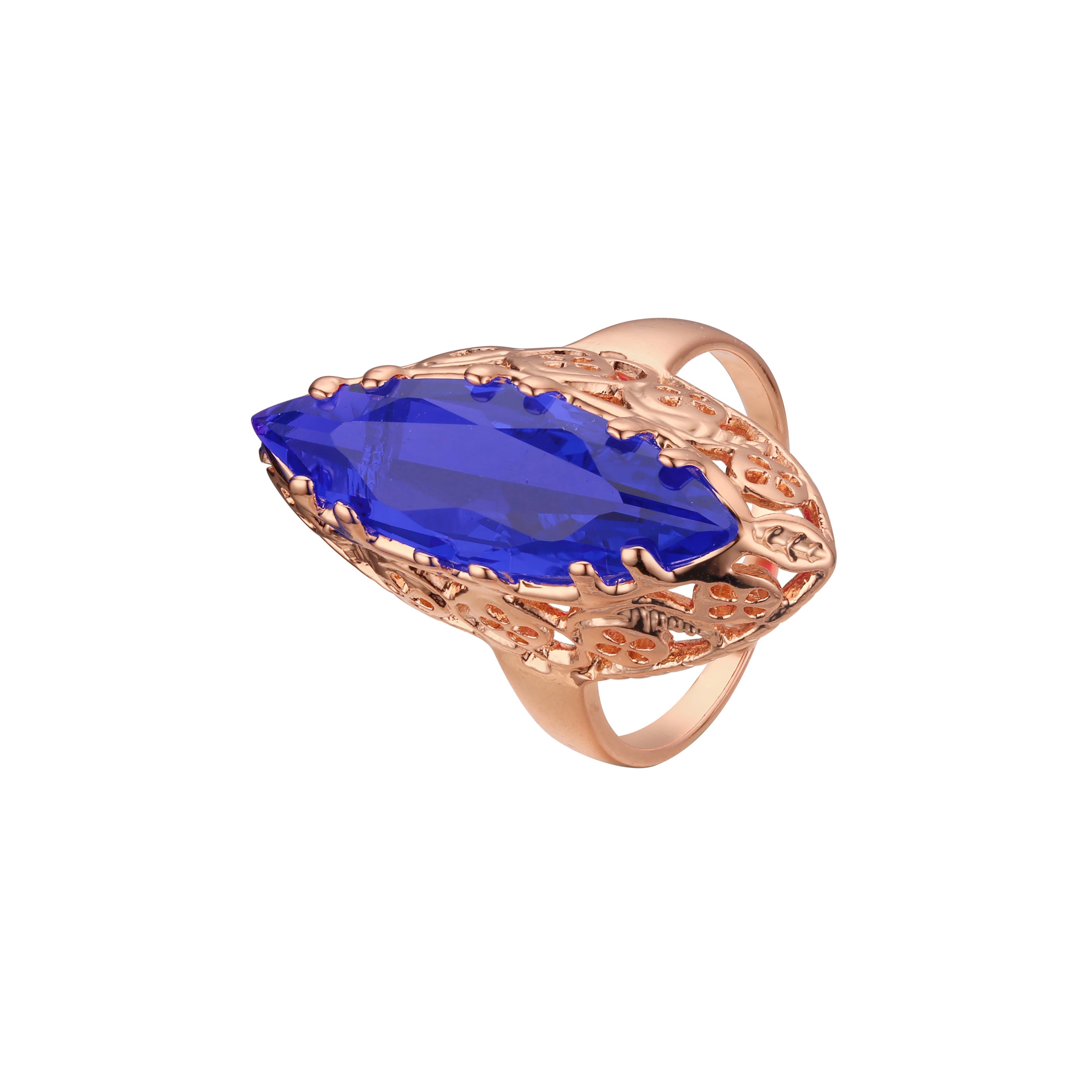 .Trend Luxurious Horse Eye Marquise Solitaire CZ 585 玫瑰金，14K 金戒指
