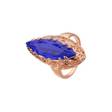 .Trend Luxurious Horse Eye Marquise Solitaire CZ 585 玫瑰金，14K 金戒指