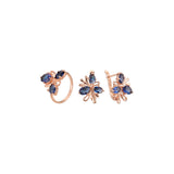Rose Gold three stones flower set