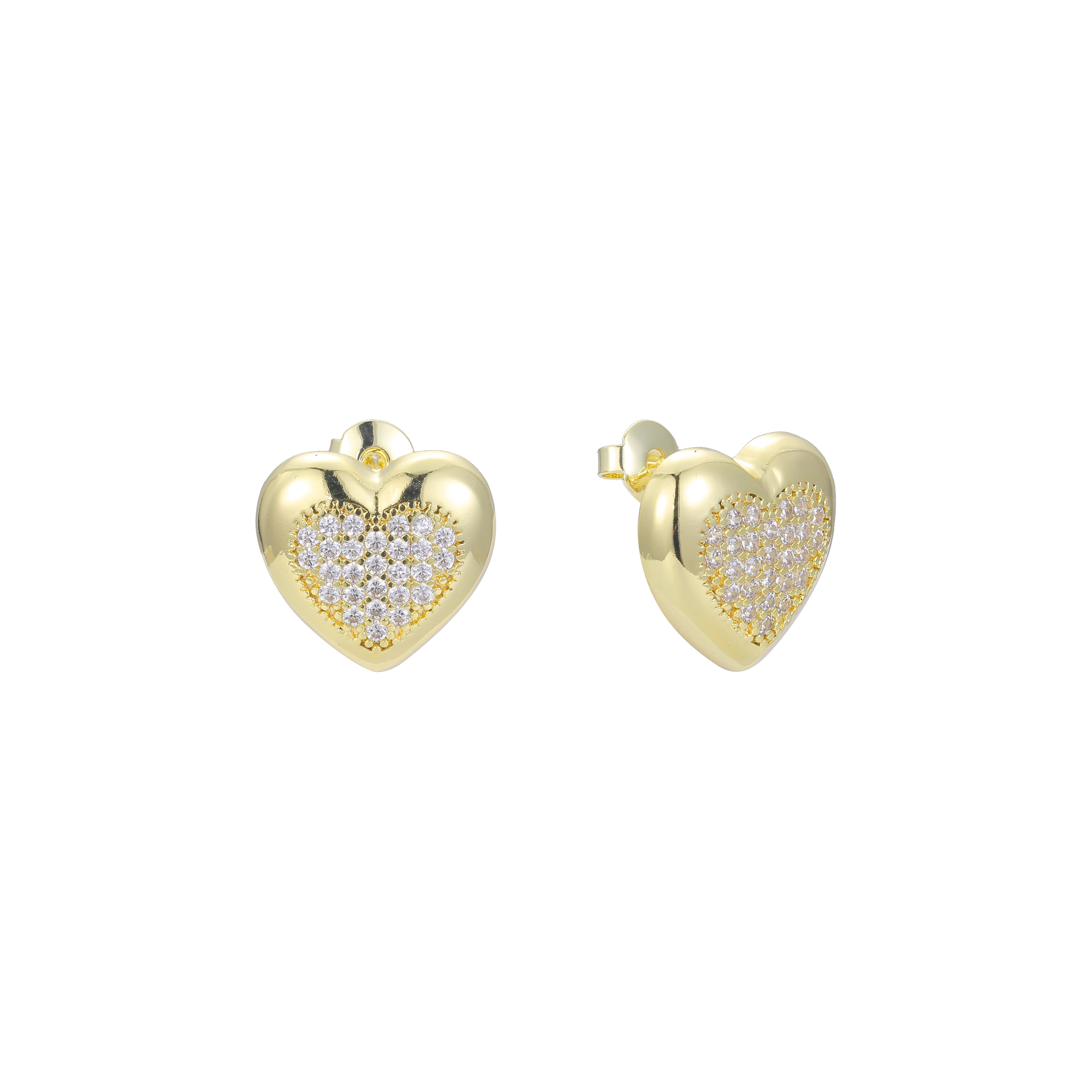 Brincos de coração branco CZs em ouro 14K