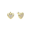 Brincos de coração branco CZs em ouro 14K