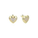 Brincos de coração branco CZs em ouro 14K
