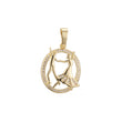 Dancer circle paved white czs 14K Gold pendant