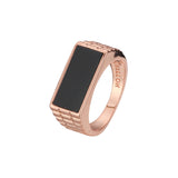 Black oil painted Rose Gold men's signet rings