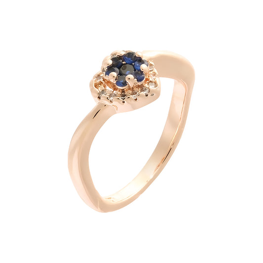14K Gold seven blue flower stones rings