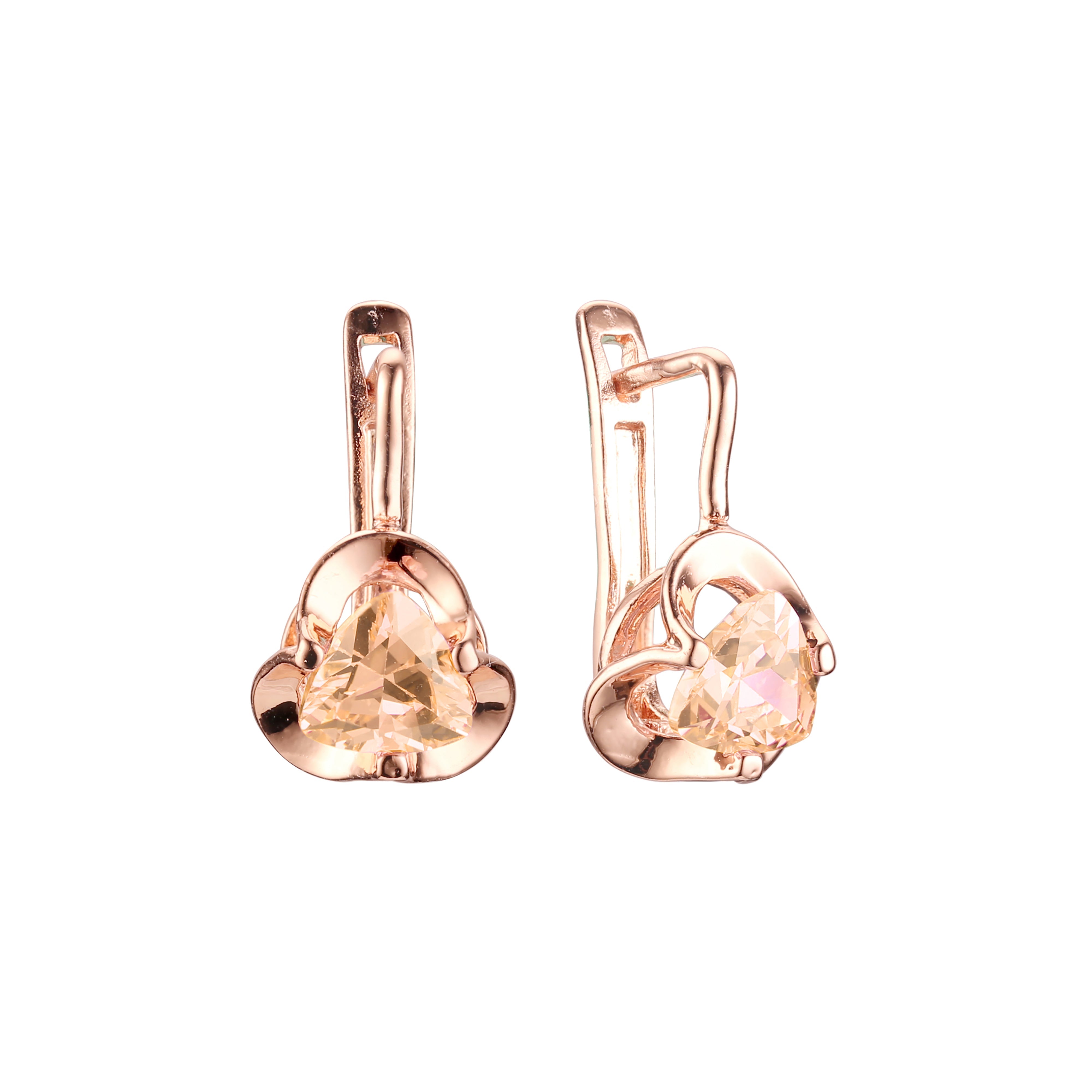 .Rose Gold clawed solitaire white CZ earrings