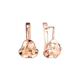 .Rose Gold clawed solitaire white CZ earrings
