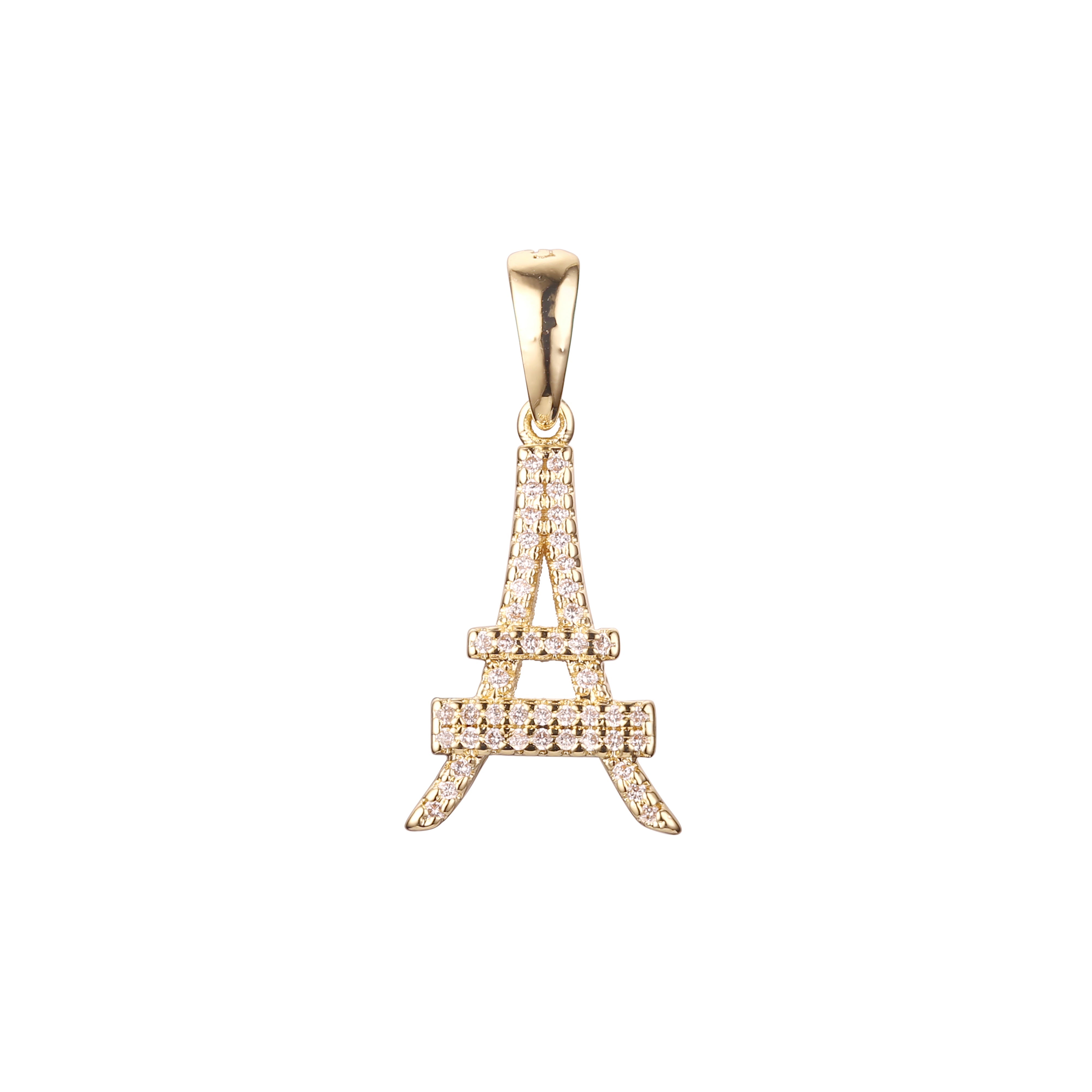 Eiffel Tower pendant in 14K Gold, Rose Gold, White Gold plating colors