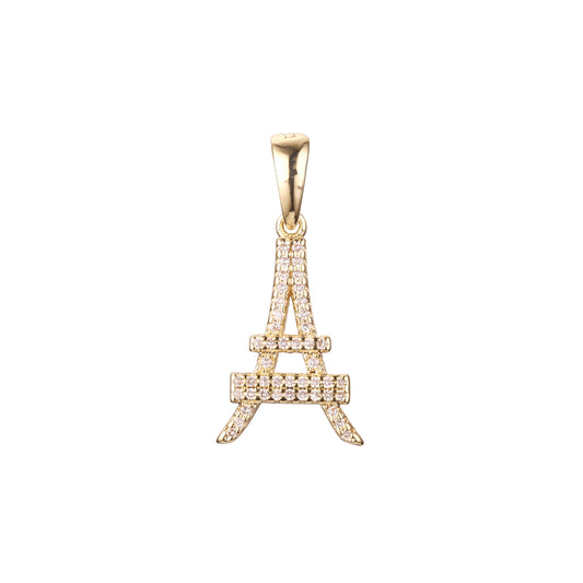 Eiffel Tower pendant in 14K Gold, Rose Gold, White Gold plating colors
