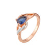 Rose Gold two tone solitaire teardrop blue stone rings