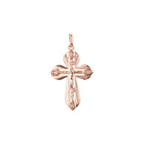 Pingente de cruz ortodoxa em ouro rosa de dois tons, cores banhadas a ouro 14K