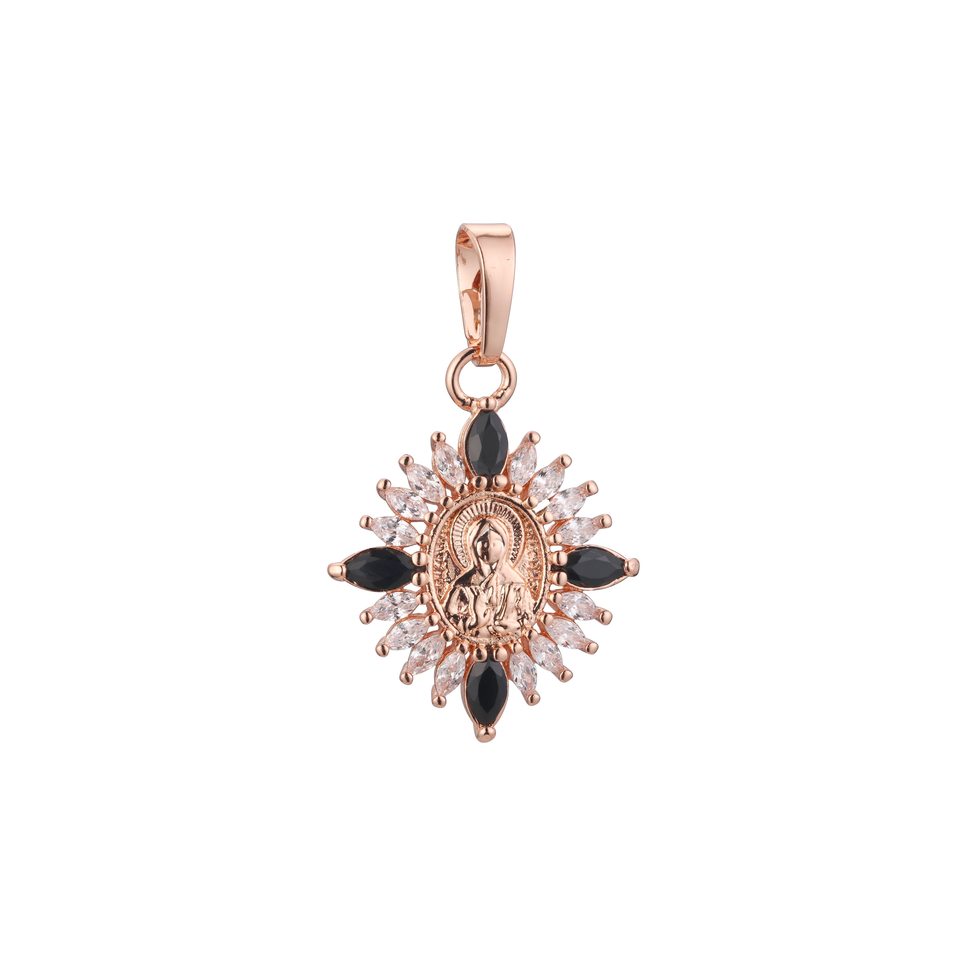 Saint Matrona 玫瑰金吊坠，14K 镀金颜色