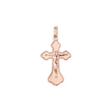 🔥 Eastern Orthodox Russian budded pendant in 14K Gold, Rose Gold two tone & White Gold plating colors