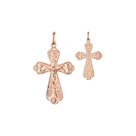 🔥 Eastern Orthodox Russian budded pendant in Rose Gold two tone, 14K Gold plating colors
