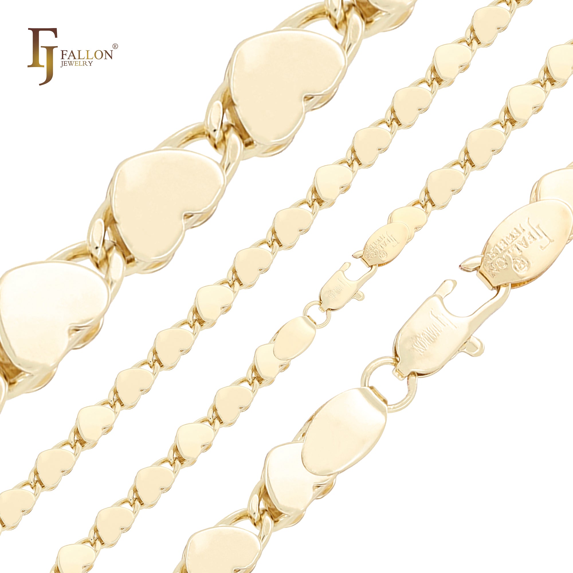 ハートシェイプ カタツムリ リンク 14K ゴールド、ローズゴールド ファンシー チェーン